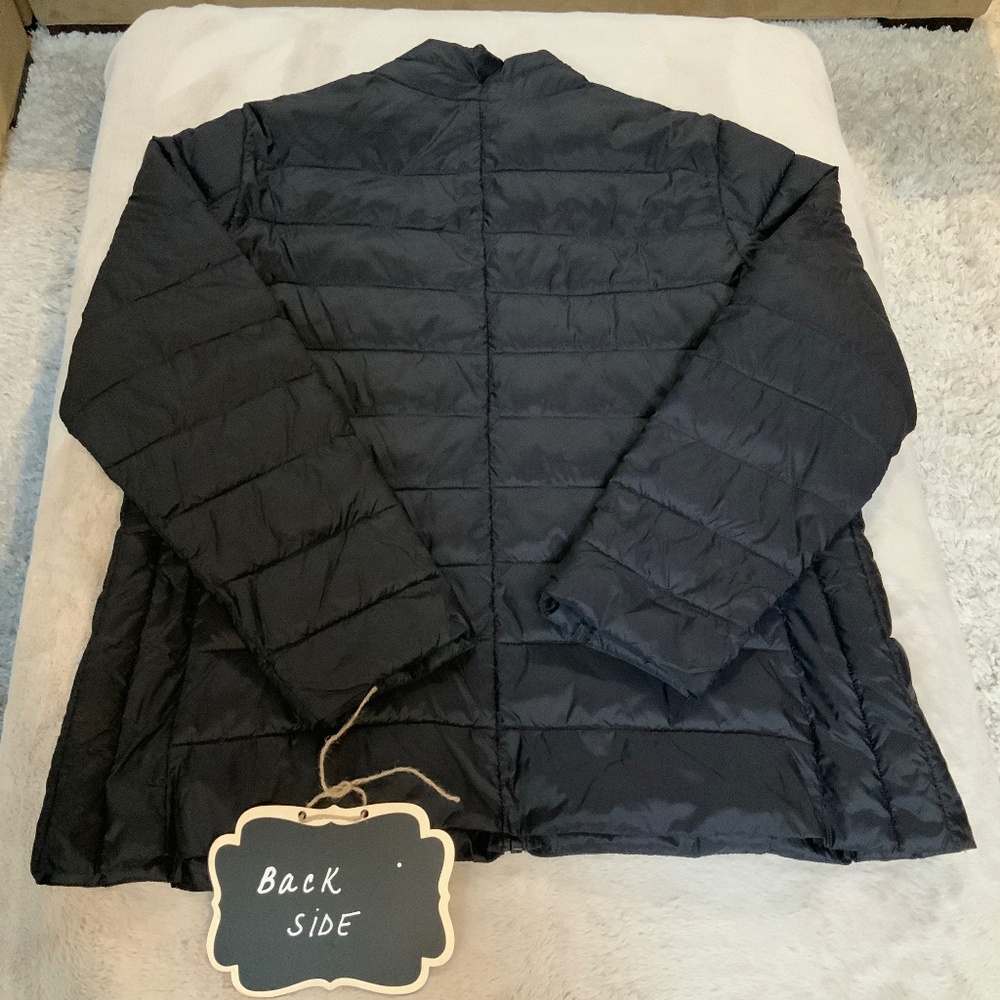a.n.a Black L Puffer jacket Minimalist Normcore Scandi Girl Outdoor Packable - Picture 7 of 7